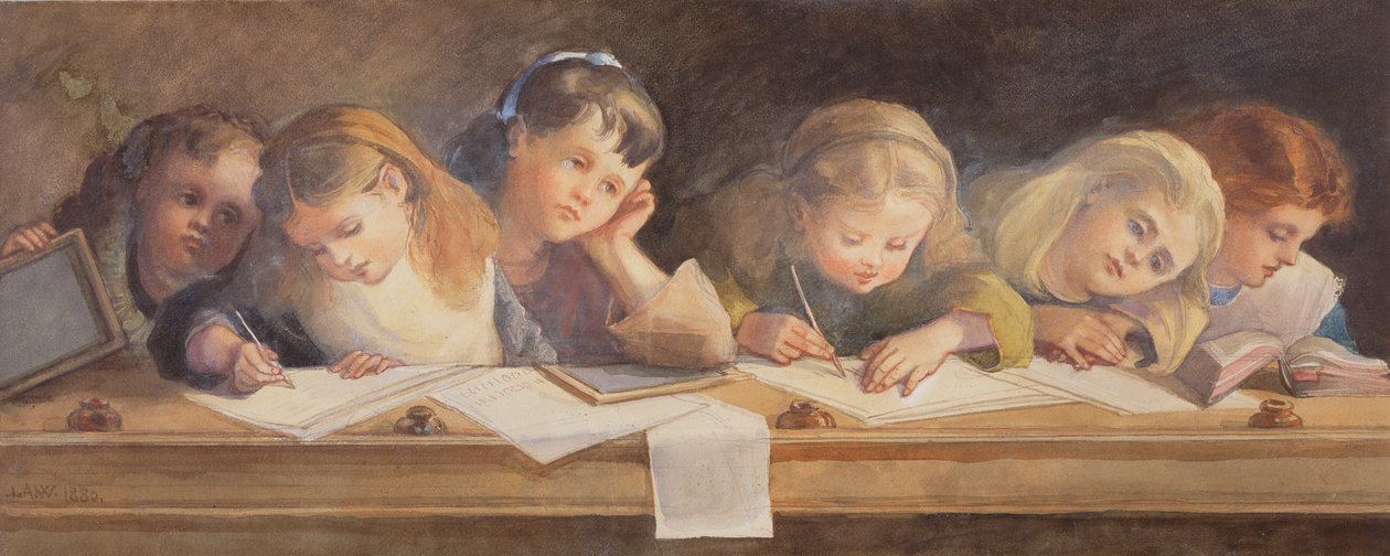 Lekce psaní, 1880 od Louisa Anne Waterford
