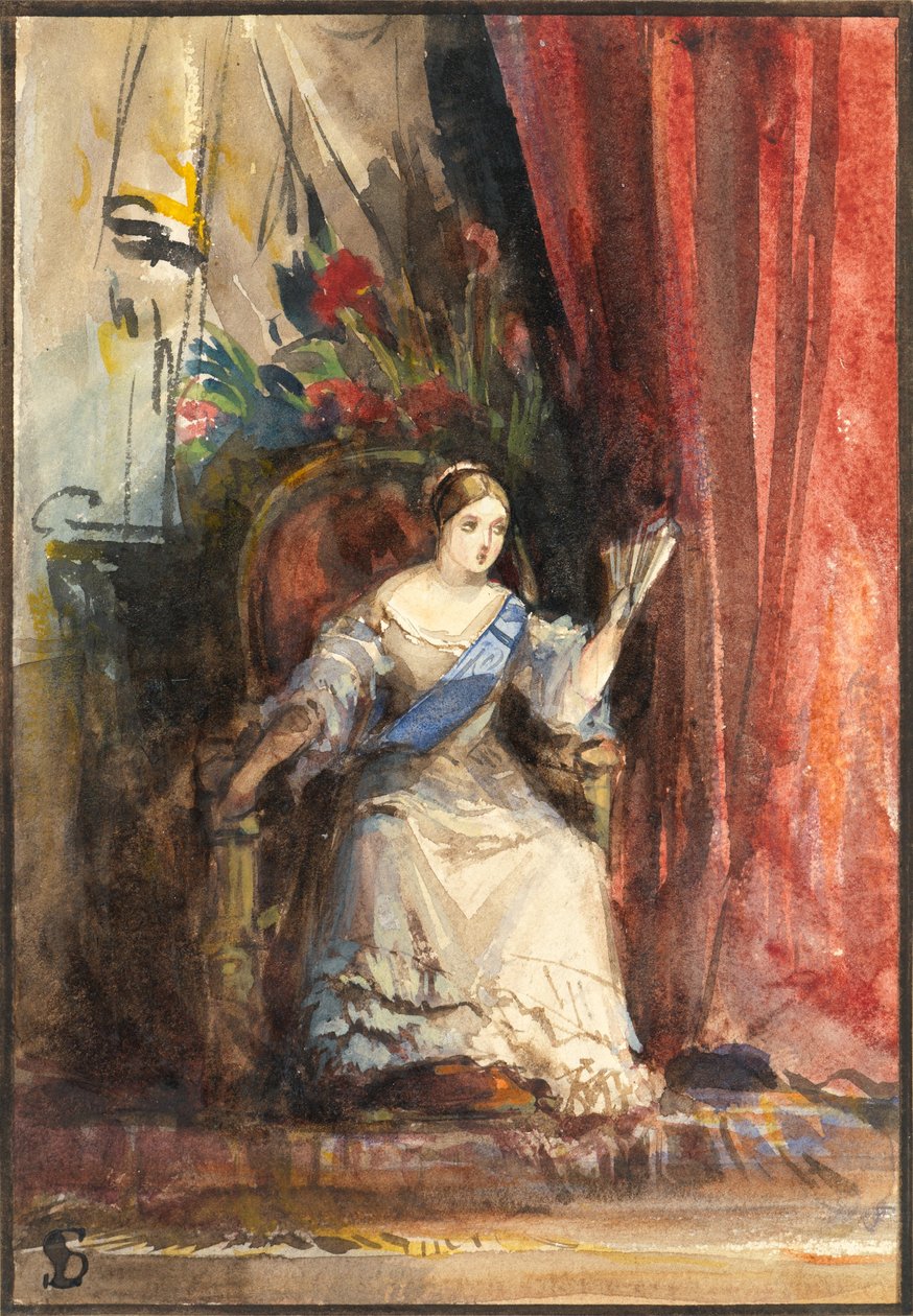 Queen Victoria at Court, 1838 (Wc s arabskou gumou) od Louisa Anne Waterford