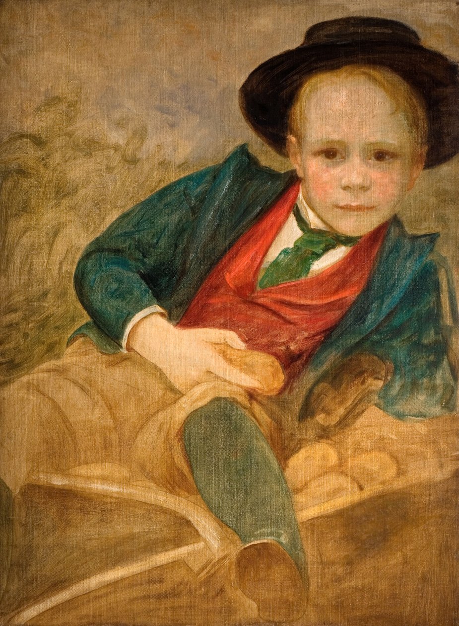 Studie pro chlapce sedícího na trakaři, 1890. od Louisa Starr