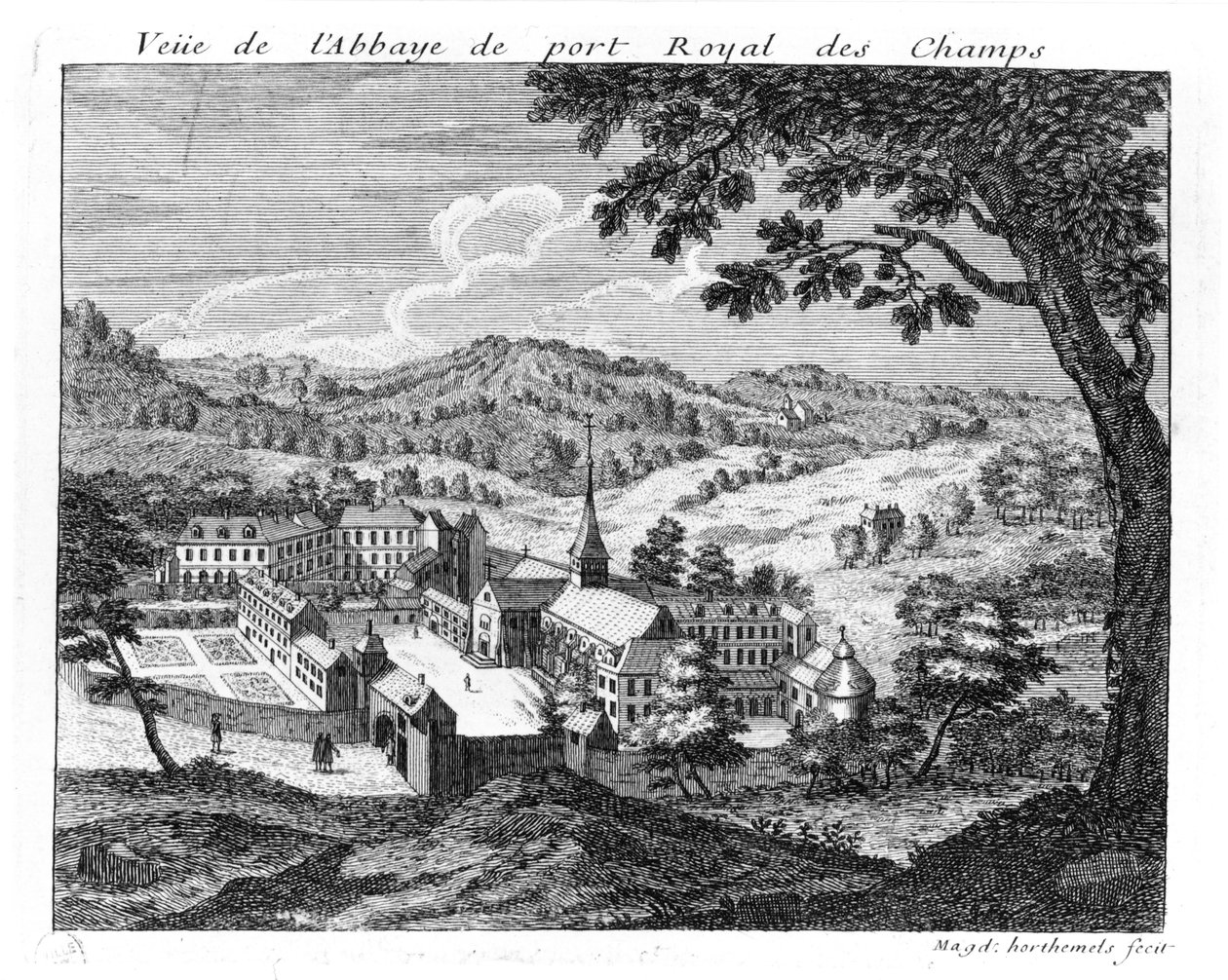 Celkový pohled na opatství Port-Royal des Champs, 1709 od Louise Madelaine Cochin