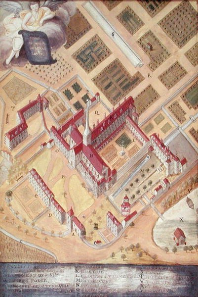 Perspektivní pohled na opatství, z lAbbaye de Port-Royal, kolem roku 1710 od Louise Madelaine Cochin