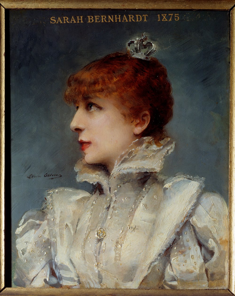 Portrét Henriette Rosine Bernard dit Sarah Bernhardt (1844-1923) ze společnosti Comedie Francaise. Obraz Louise Abbemy (1858-1927) od Louise Abbéma