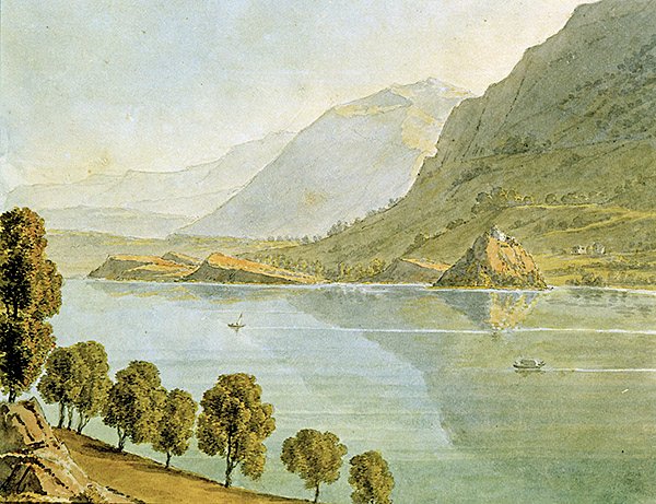 Bourgetské jezero (akvarel na papíře) od Louise Cochelet