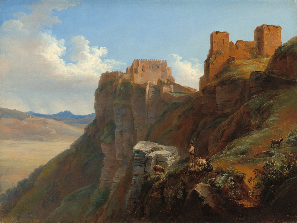 Pohled na Castello di San Giuliano, poblíž Trapani, Sicílie od Louise Josephine Sarazin de Belmont