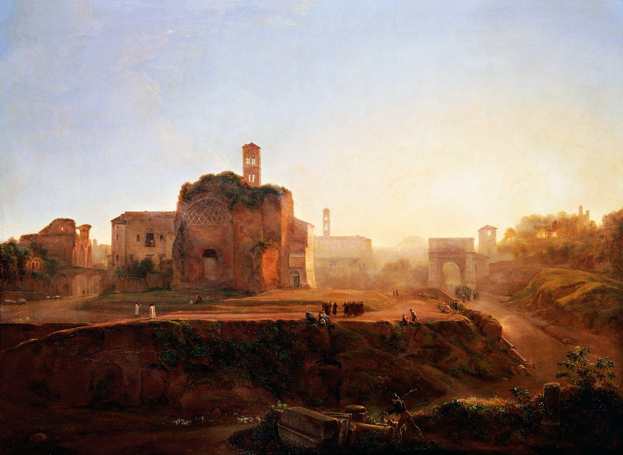 Pohled na fórum ve večerních hodinách, Louise-Josephine Sarazin de Belmont (1790-1870) od Louise Josephine Sarazin de Belmont