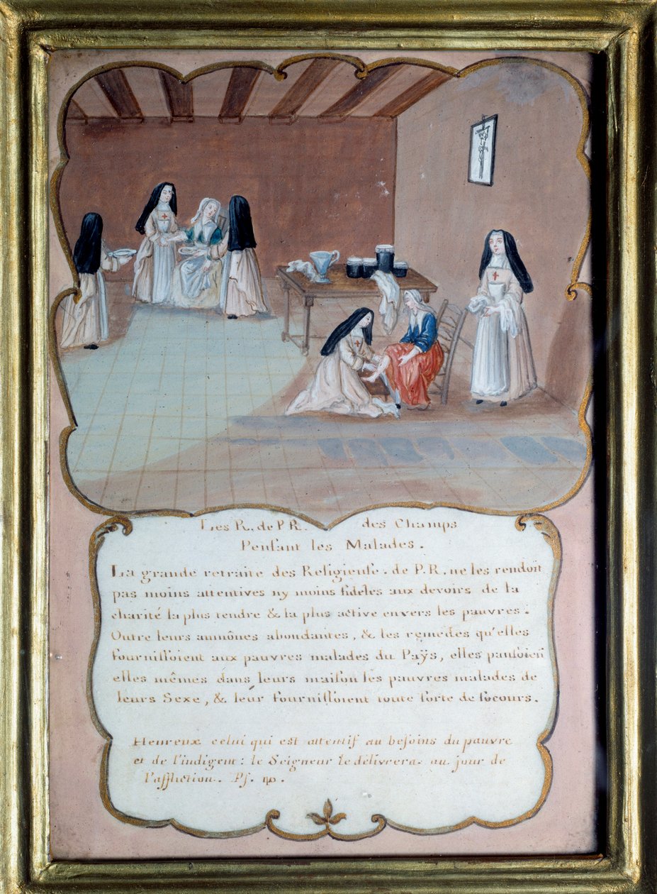 Jansenismus „“ Náboženský z opatství Port royal des champs (Port-Royal-des-Champs) pečující o nemocné““. Anonymní kvaš po Louise Madeleine Cochin (1686-1767) Debut z 18. století. Port Royal, Musee Des Granges. od Louise Madelaine (after) Cochin