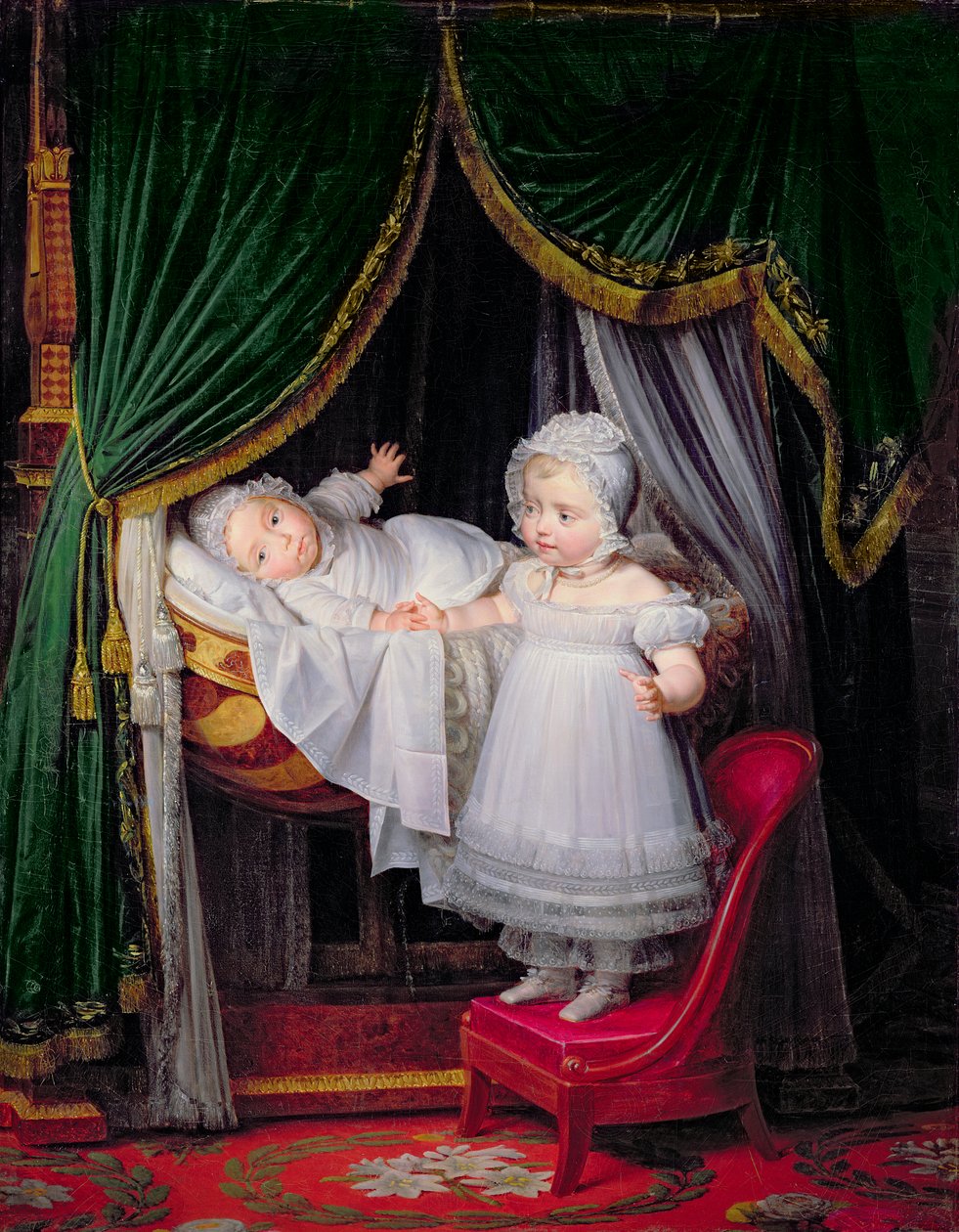 Henri-Charles-Ferdinand z Artois (1820-83) vévoda z Bordeaux a jeho sestra Louise-Marie-Therese z Artois (1819-64) v Tuileries od Louise Marie Jeanne Hersent