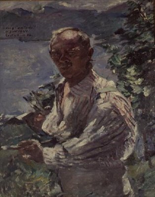 Autoportrét ve Walchensee, Bavorsko od Lovis Corinth