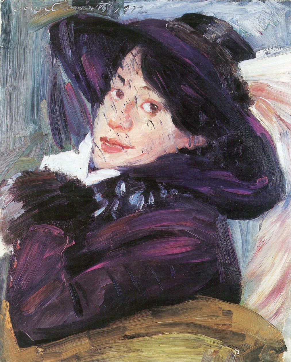Portrét ženy s fialovým kloboukem od Lovis Corinth