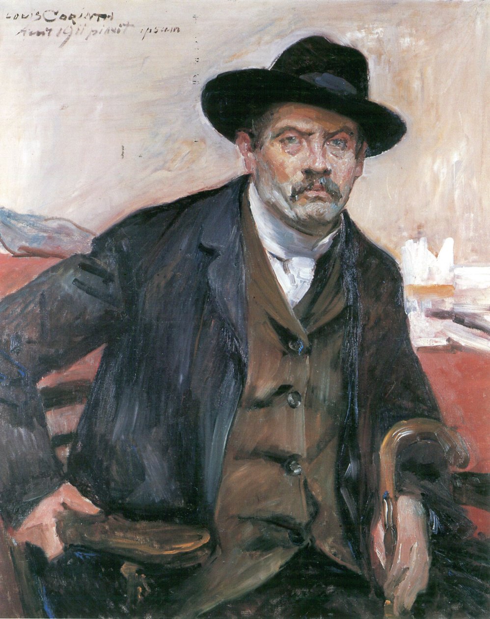 Autoportrét s černým kloboukem a holí od Lovis Corinth
