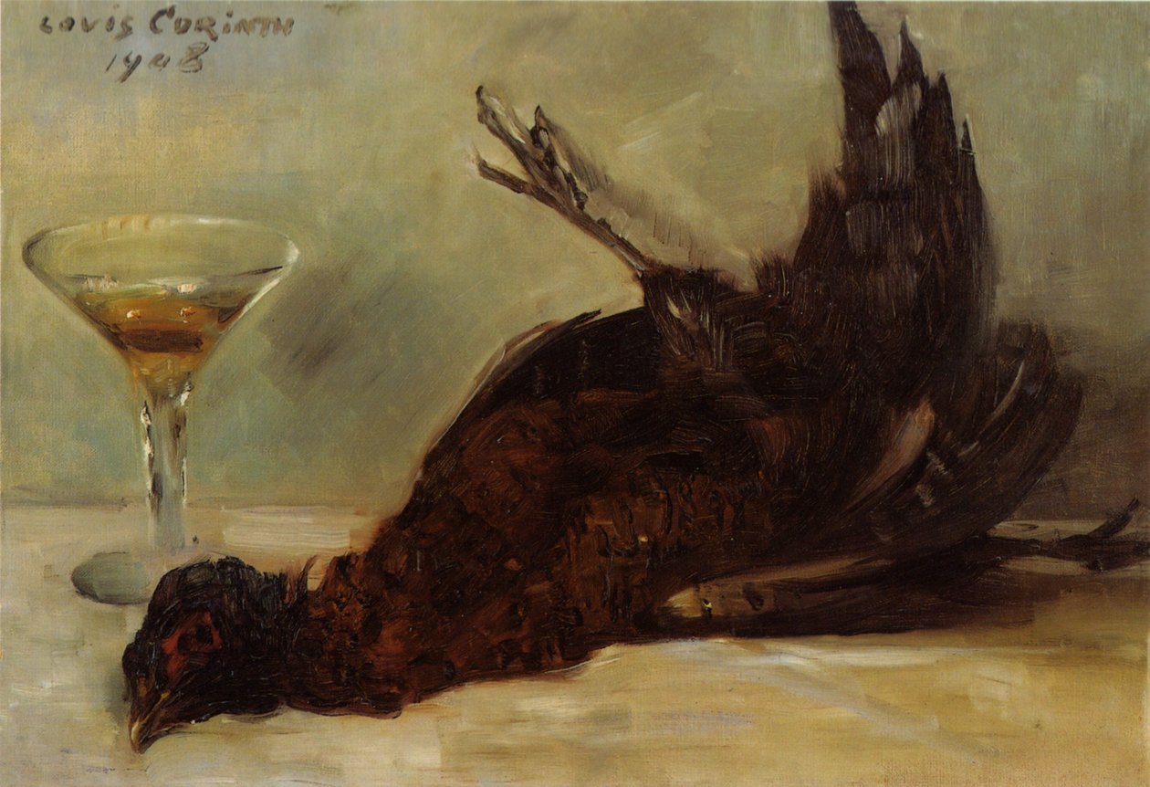 Zátiší s bažantem a sklenkou vína od Lovis Corinth