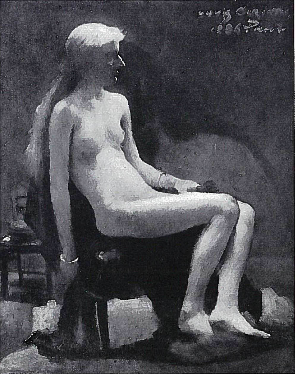 Žena sedí nahá od Lovis Corinth