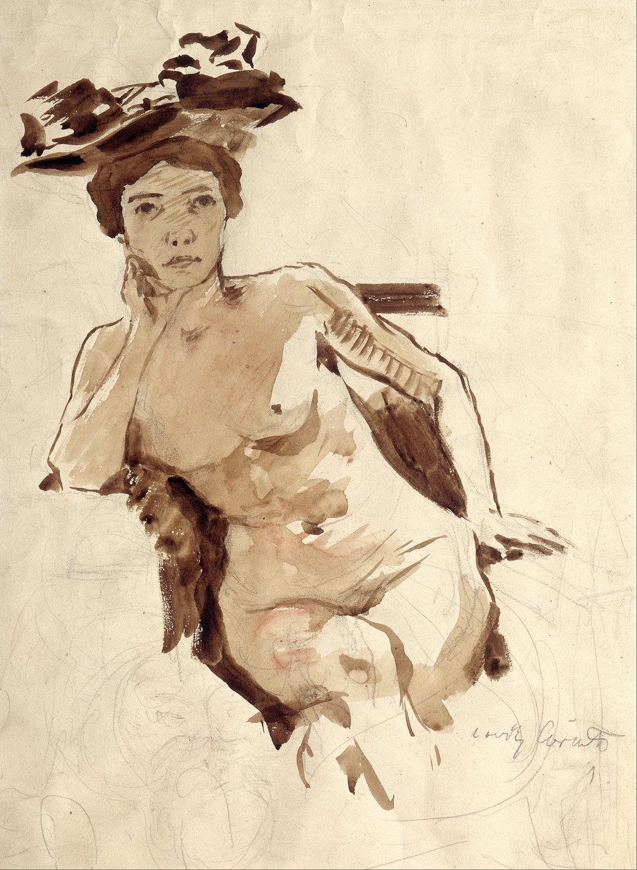 Ženská polonahá s kloboukem od Lovis Corinth