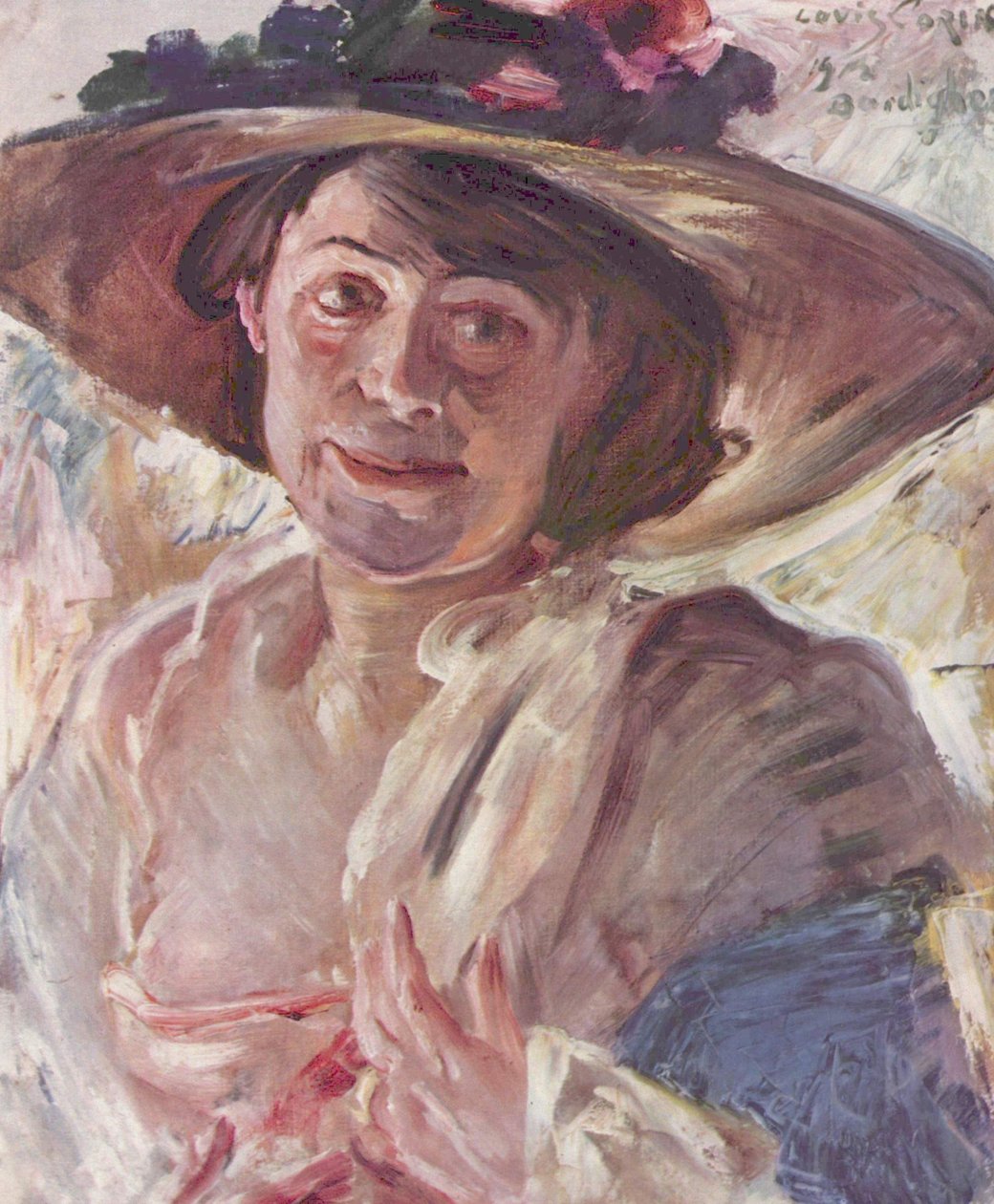 Žena s růžovým kloboukem od Lovis Corinth