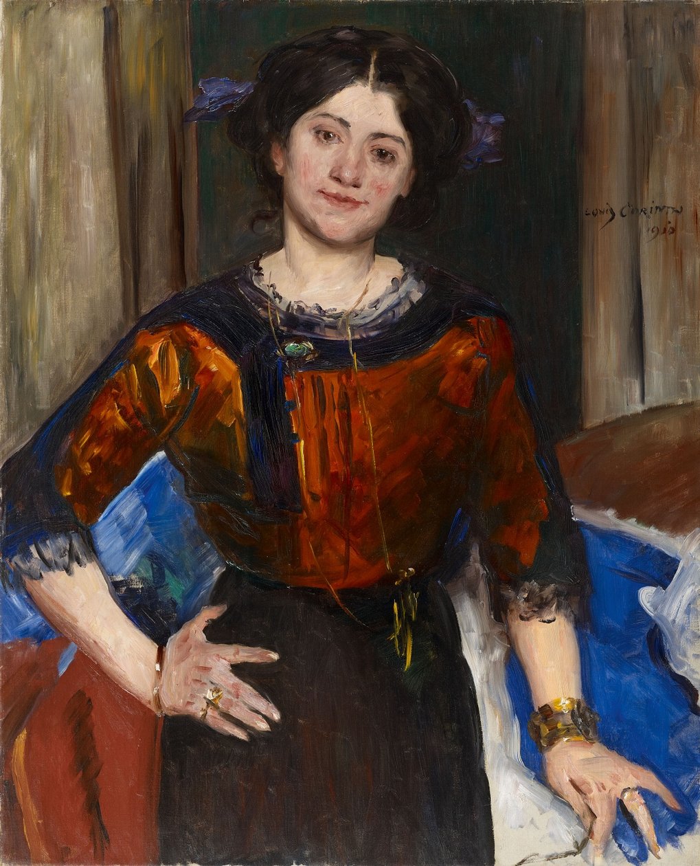 Portrét Charlotte Corinth v hnědé halence od Lovis Corinth