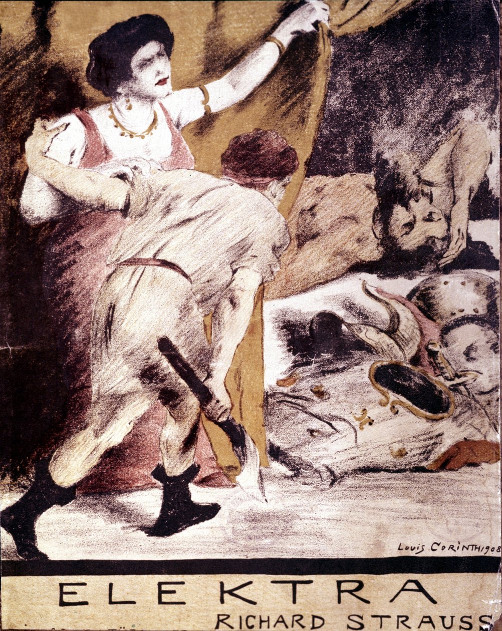 Richard Strauss, ilustrace partitury ""Elektra"" od Louise Corintha z roku 1908. soukromá sbírka Milán od Lovis  Corinth