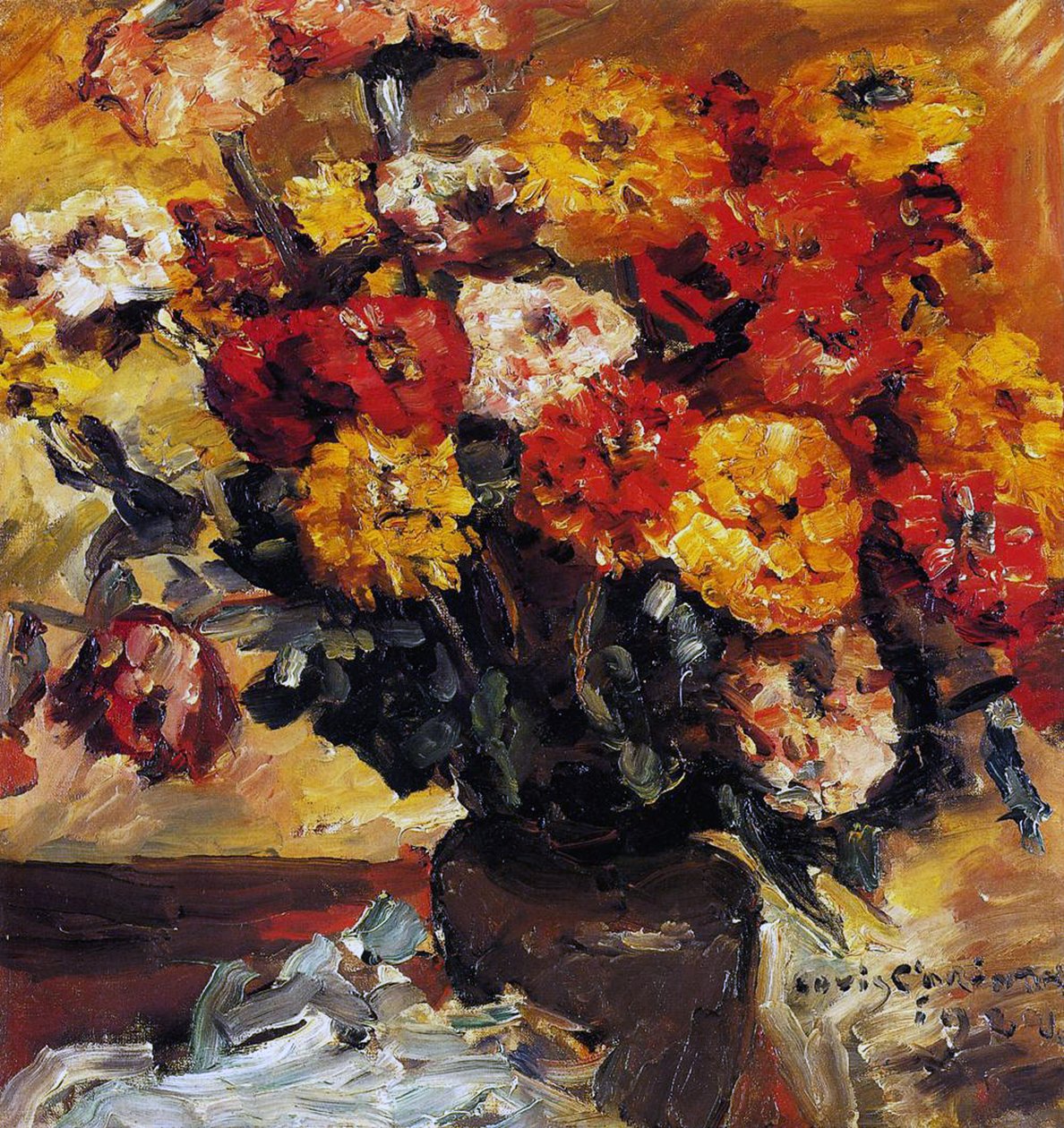 Cínie ve váze od Lovis  Corinth