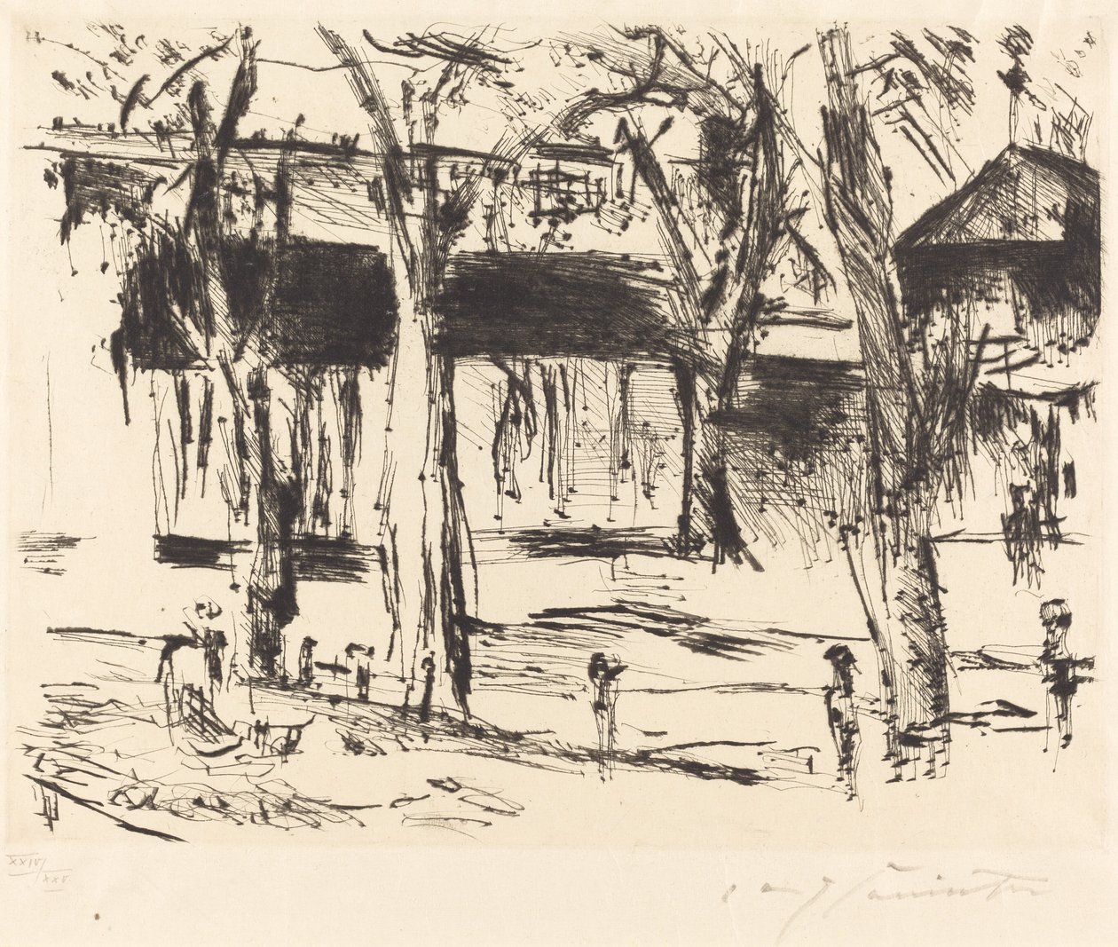 Nádraží Tiergarten (dvůr se stromy) od Lovis Corinth