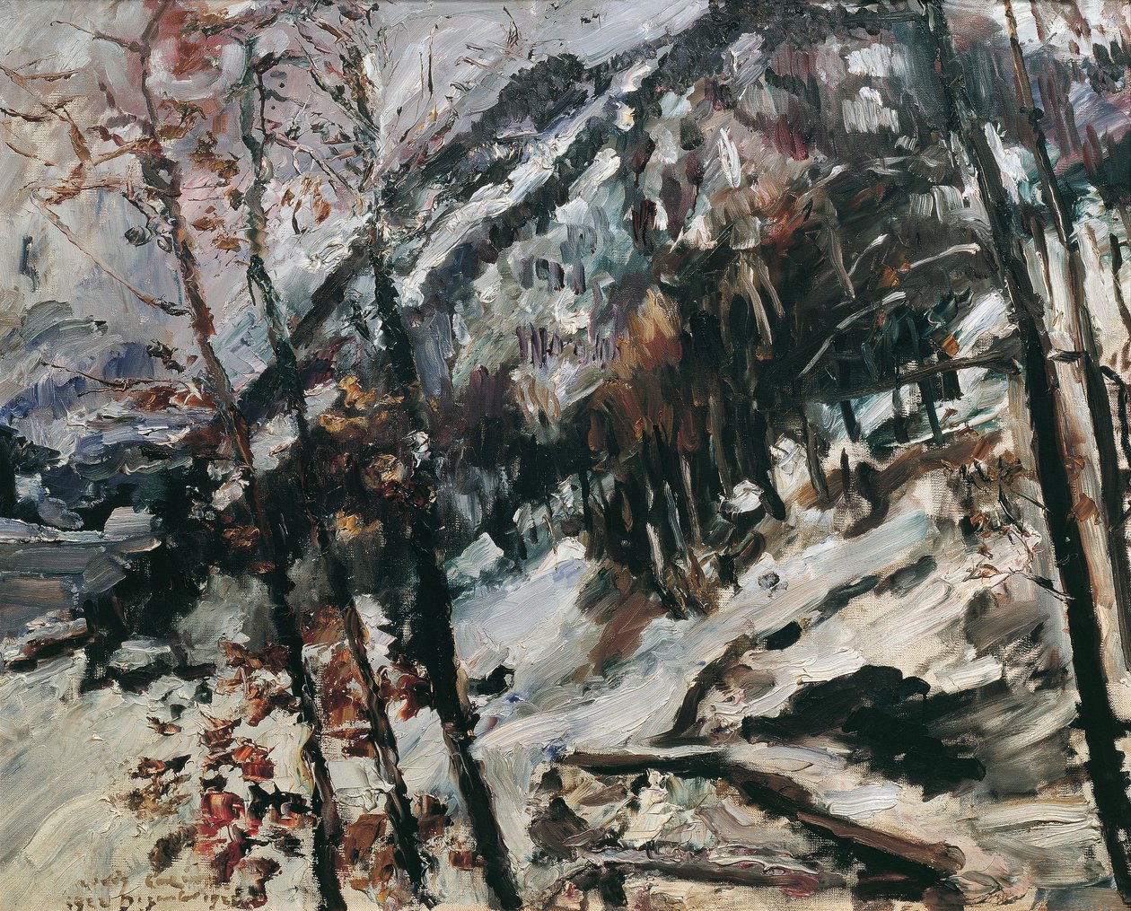 Herzogstand u Walchensee ve sněhu od Lovis Corinth