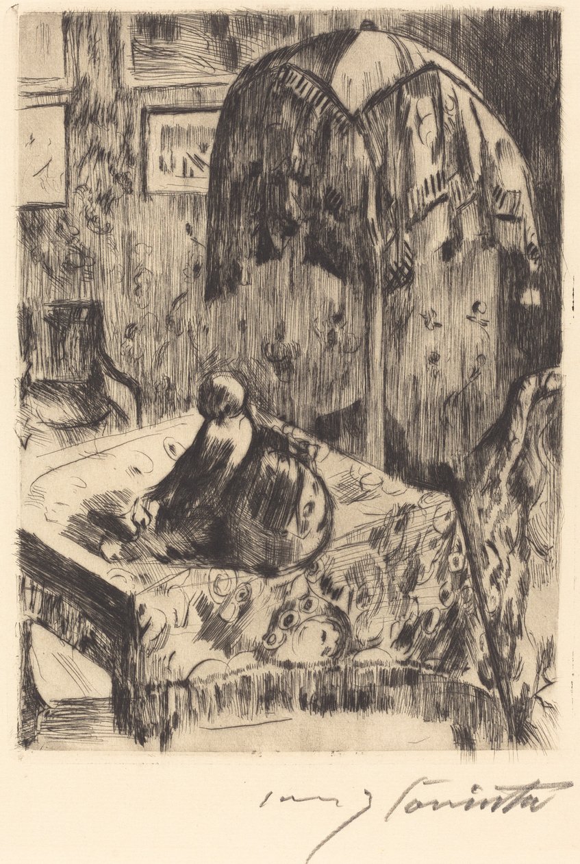 Interiér se stojací lampou, 1916. od Lovis Corinth
