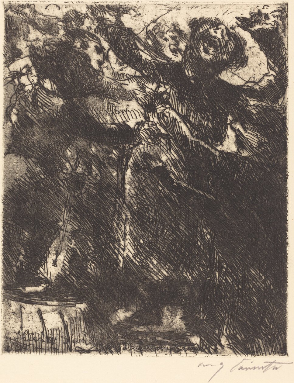 Kapucínovo kázání – „Raději běhá s dívkou“) od Lovis Corinth