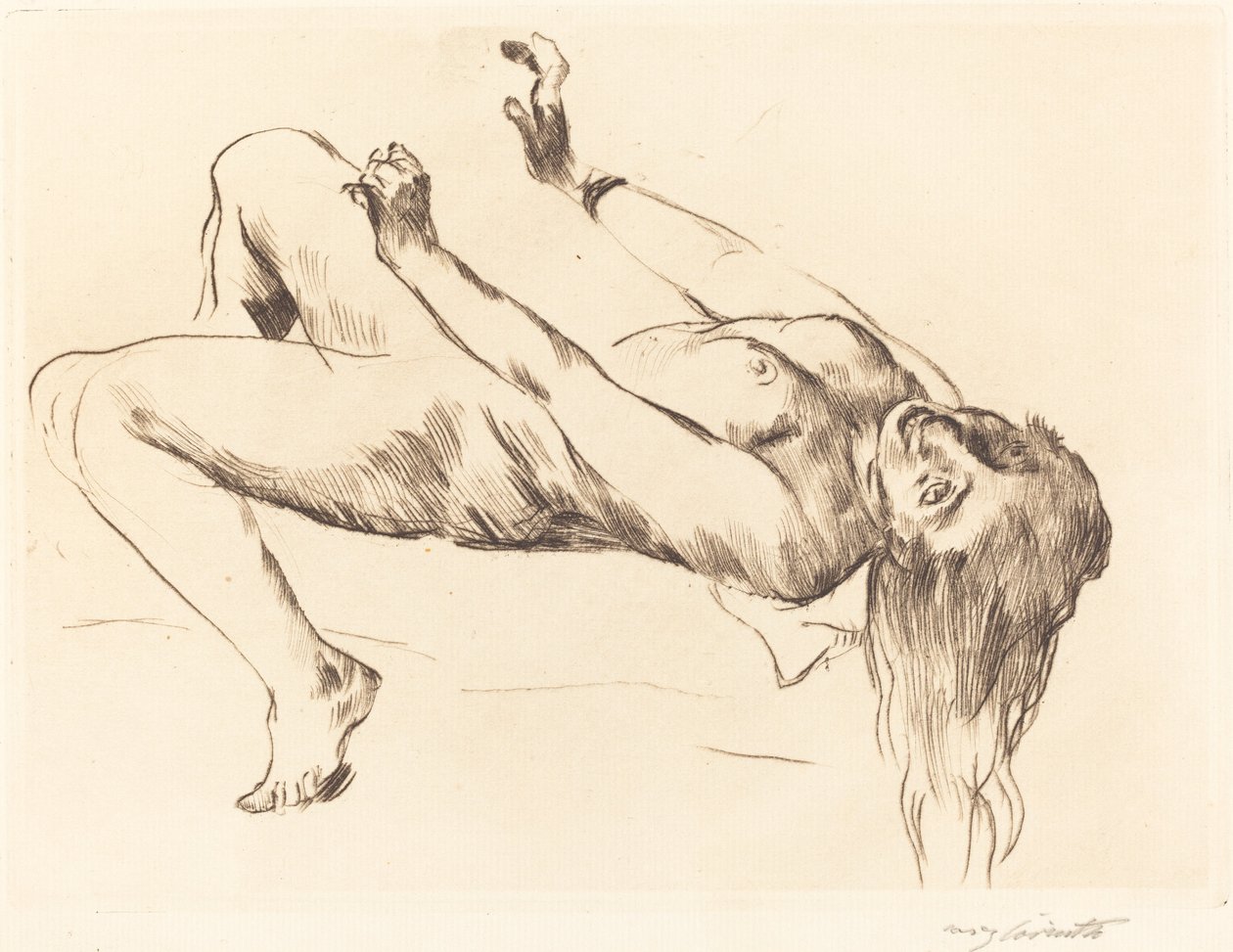 Ležící ženský akt. Studie pro Josepha a Potiphara Ležící žena..., 1915. od Lovis Corinth