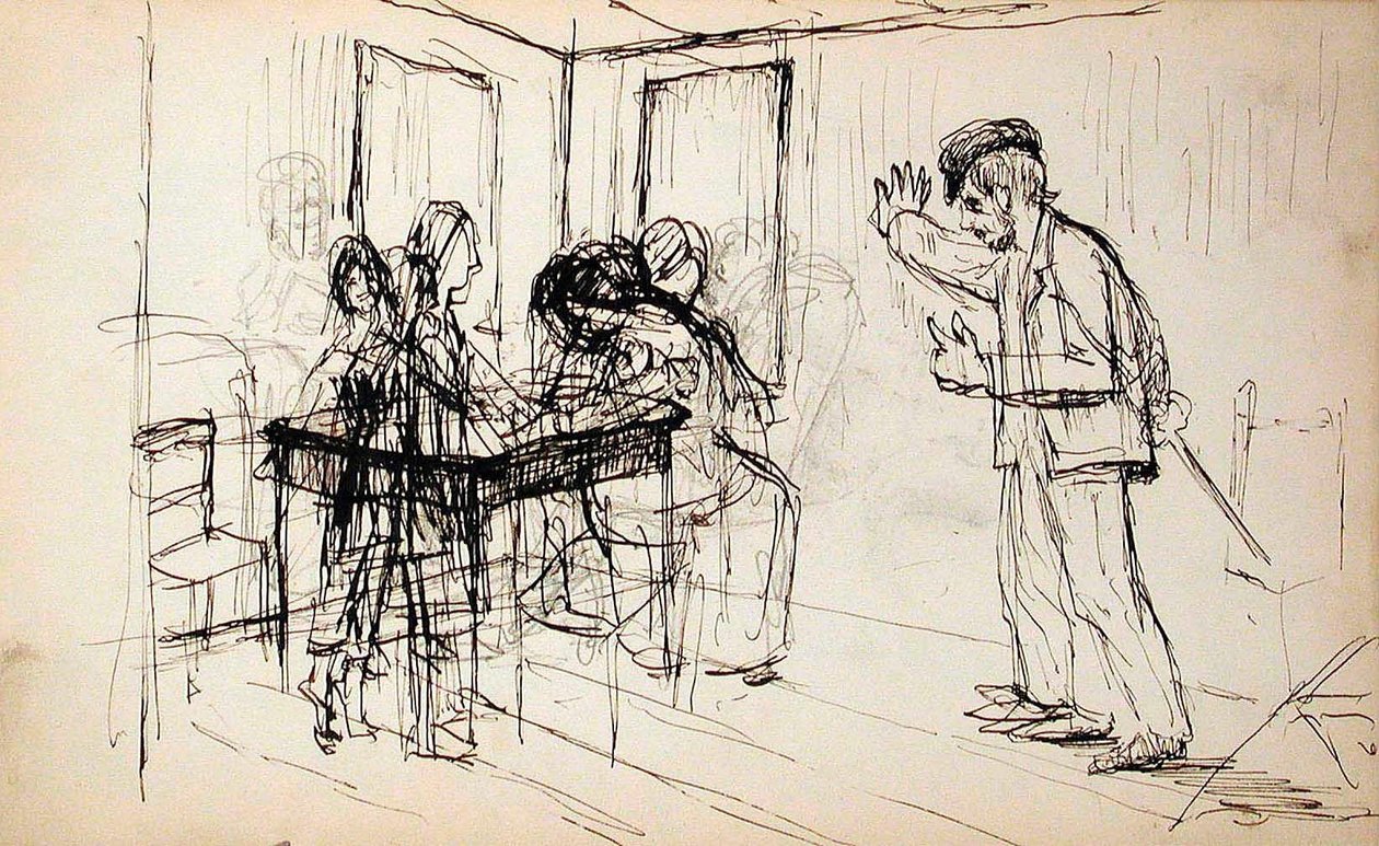 Srub (recto), postavy v interiéru (verso) od Lovis Corinth