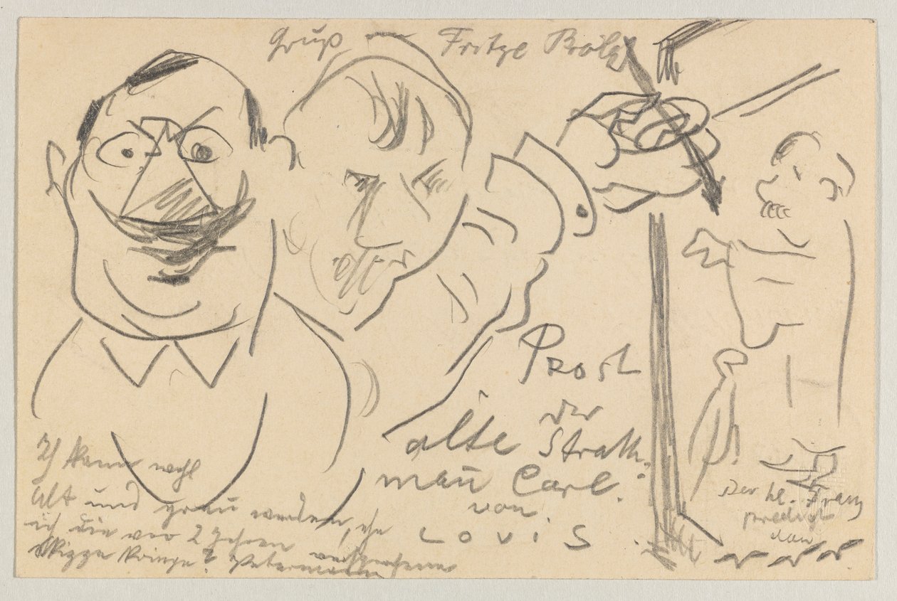 Lovis Corinth Carlu Strathmannovi: pohlednice, razítko 10. srpna 1904 od Lovis Corinth