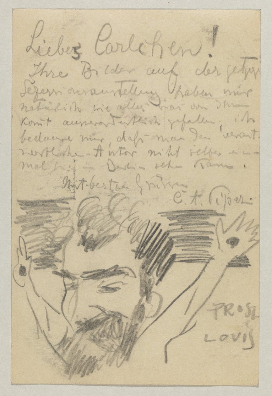 Lovis Corinth Carlu Strathmannovi: pohlednice, razítko 16. ledna 1903 od Lovis Corinth