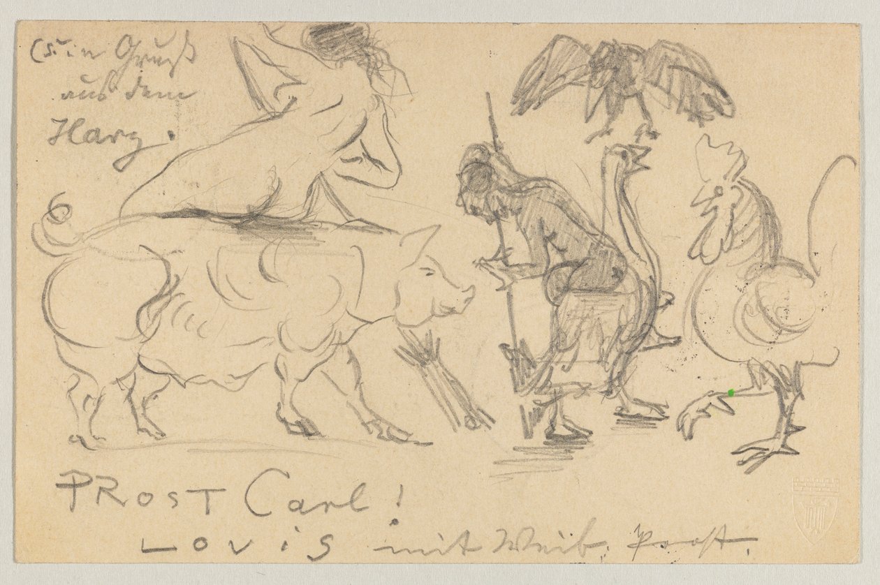 Lovis Corinth Carlu Strathmannovi: pohlednice, razítko 21. července 1905 od Lovis Corinth