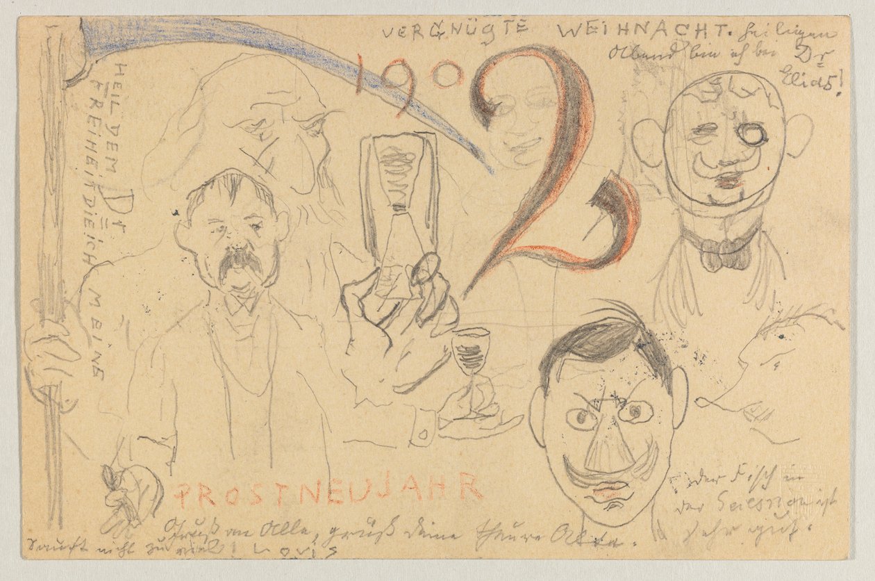 Lovis Corinth Carlu Strathmannovi: pohlednice, razítko 24. prosince 1901 od Lovis Corinth