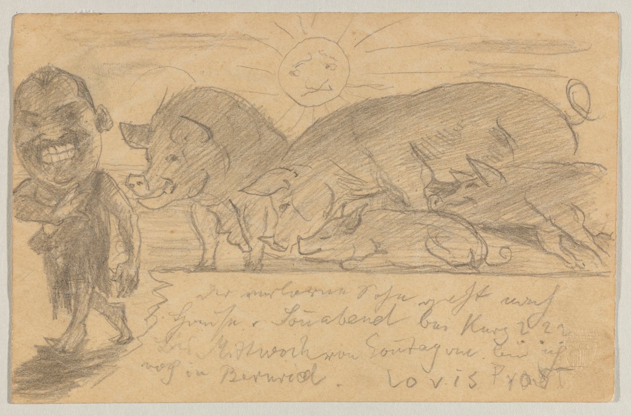 Lovis Corinth Carlu Strathmannovi: pohlednice, razítko 25. srpna 1899 od Lovis Corinth