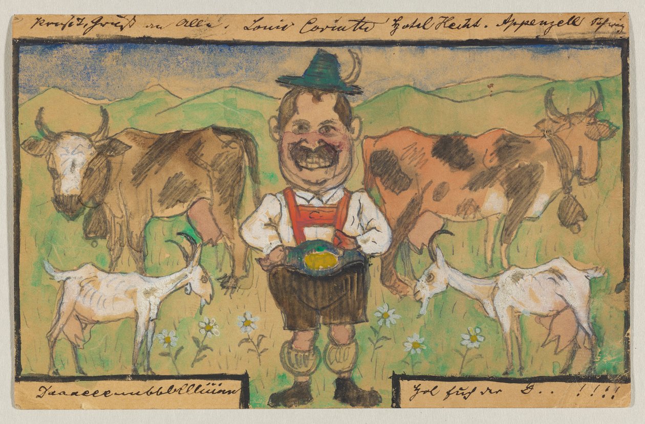 Lovis Corinth Carlovi Strathmannovi: pohlednice, poštovní razítko 9. května 1895 (Appenzell) od Lovis Corinth
