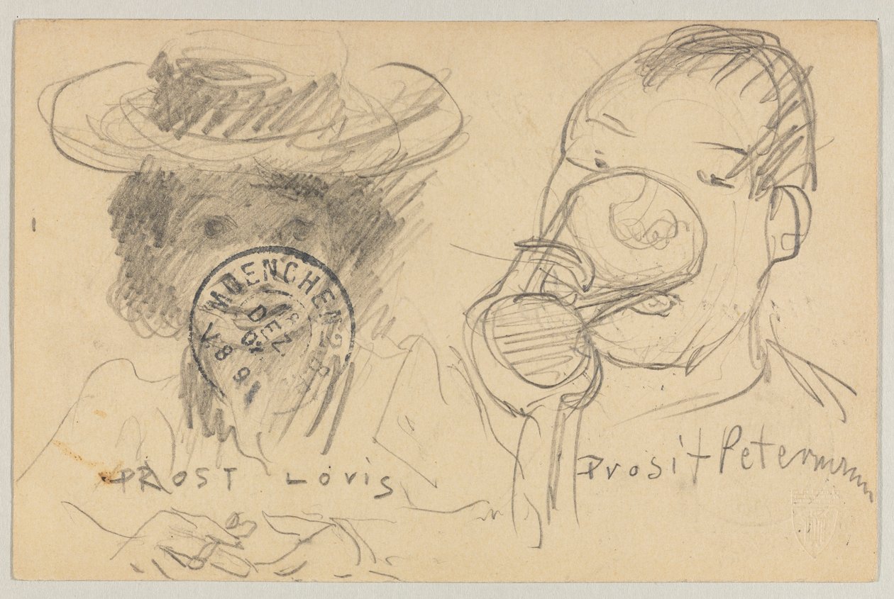 Lovis Corinth Carlu Strathmannovi: pohlednice, razítko na přední straně 17. prosince 1902 od Lovis Corinth