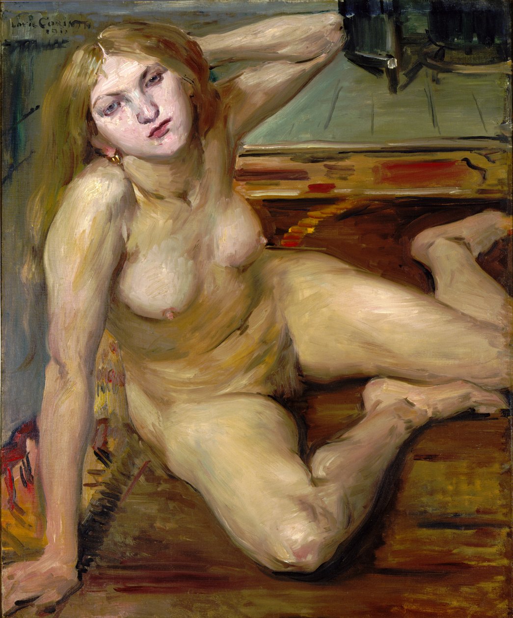 Nahá dívka na koberci od Lovis Corinth