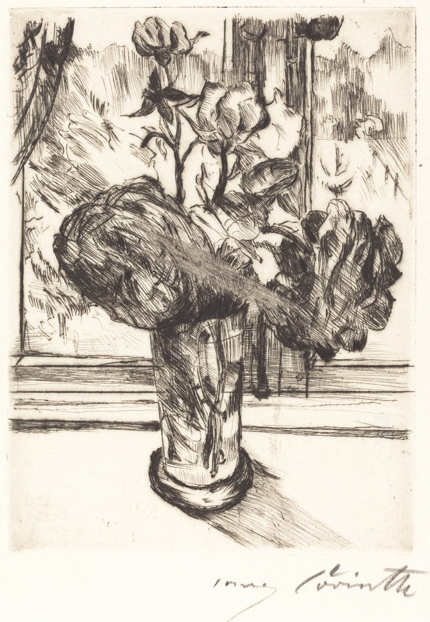 Růže ve sklenici vody od Lovis Corinth