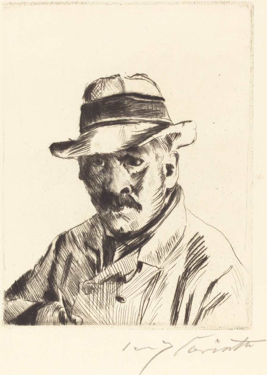 Autoportrét ve slaměném klobouku, 1913. od Lovis Corinth