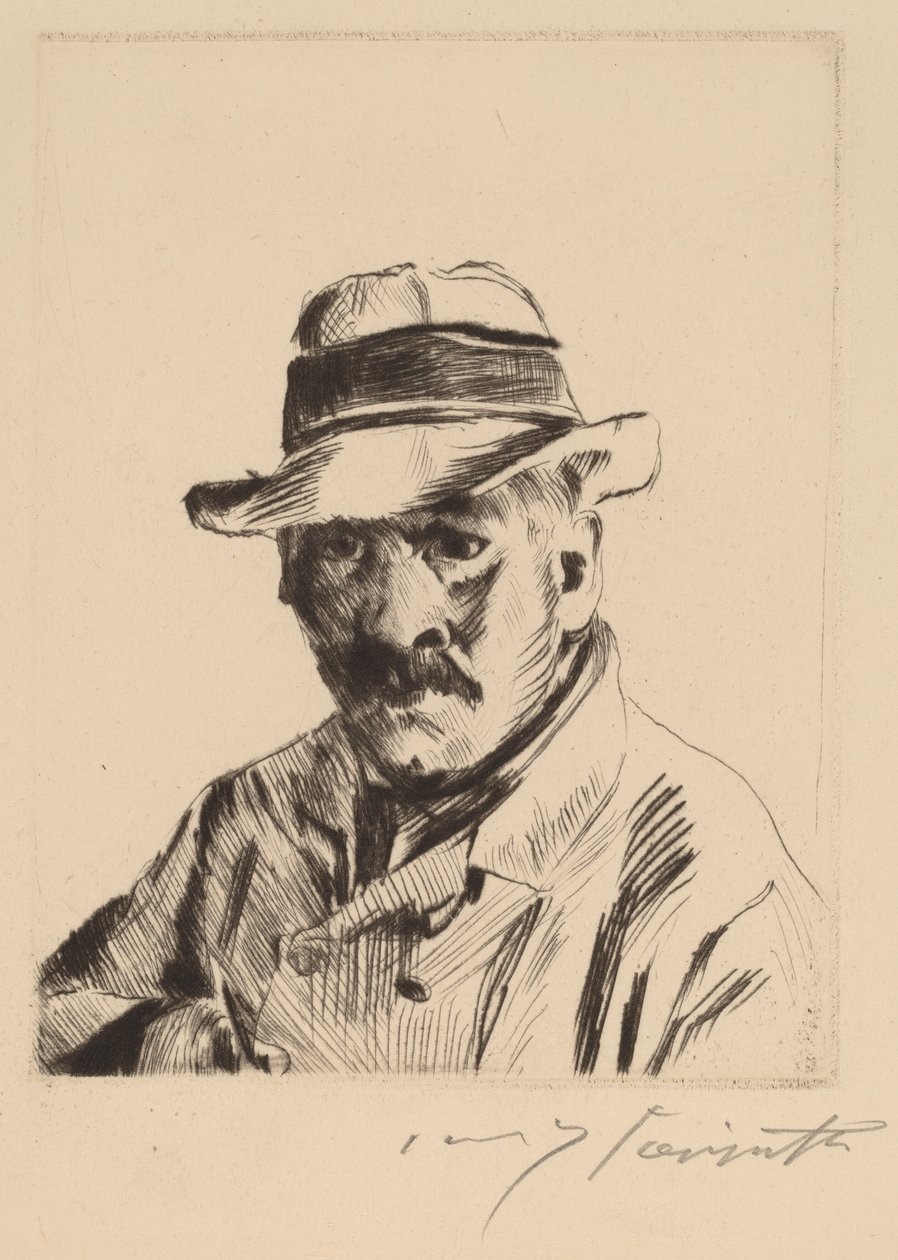 Autoportrét ve slaměném klobouku, délka poprsí od Lovis Corinth