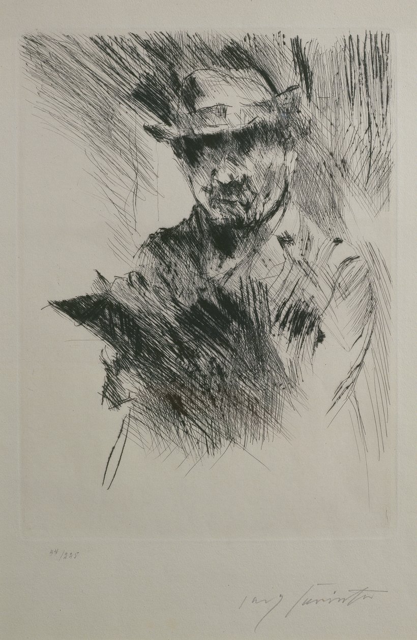 Autoportrét, cca 1920-21 (suchá jehla) od Lovis Corinth