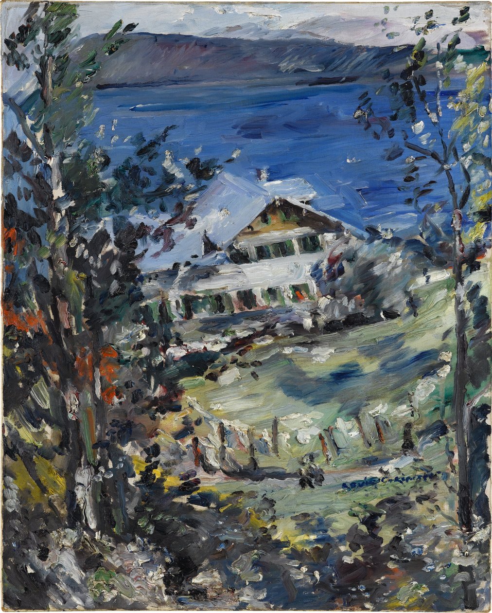 Walchensee, venkovský dům s prostorem na sušení prádla od Lovis Corinth
