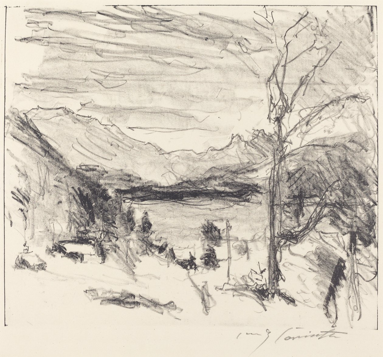 Walchensee im Nebel (Walchensee v mlze) od Lovis Corinth