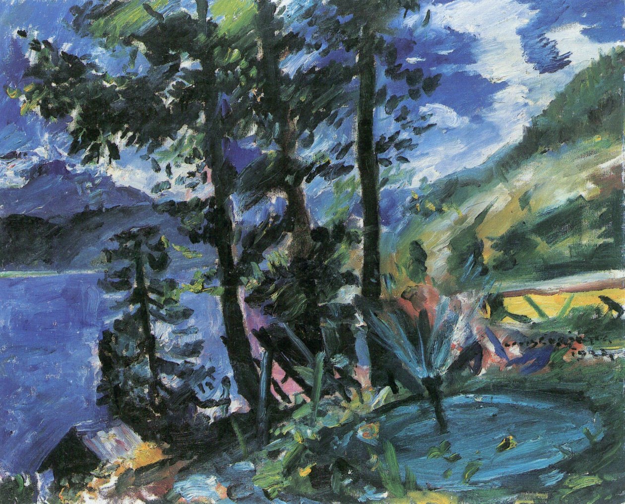Walchensee s fontánou od Lovis Corinth