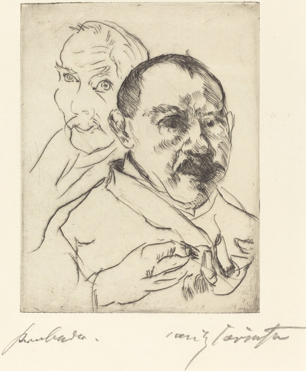 Náčrt dvou mužských hlav — autoportréty od Lovis Corinth