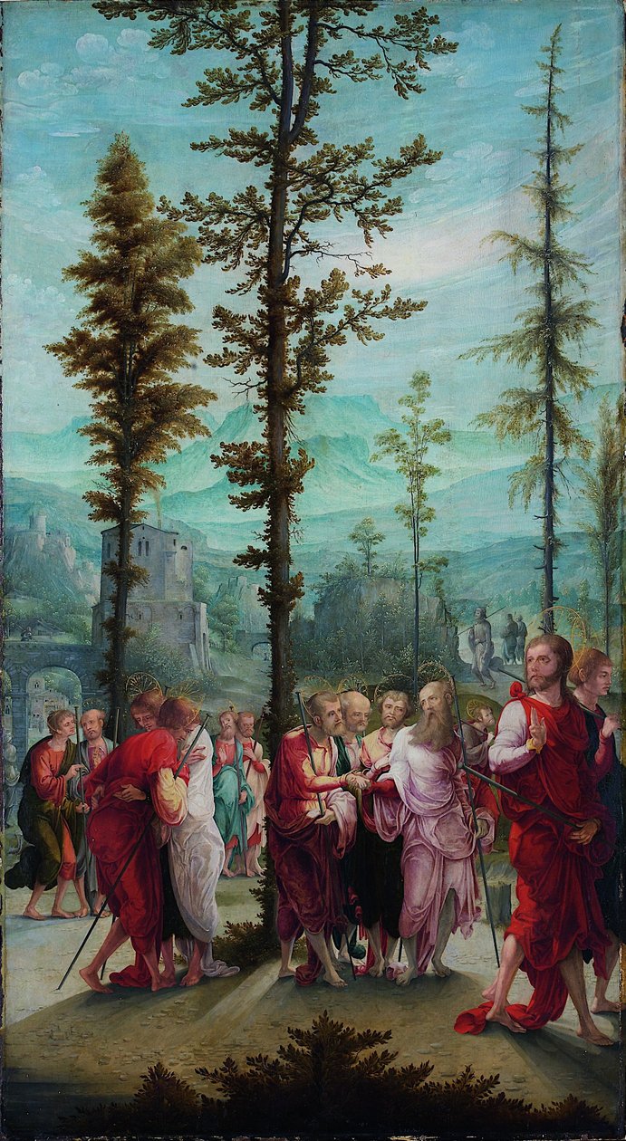 Kristus se loučí s apoštoly od Lower Rhenish pupil of Wolf Huber