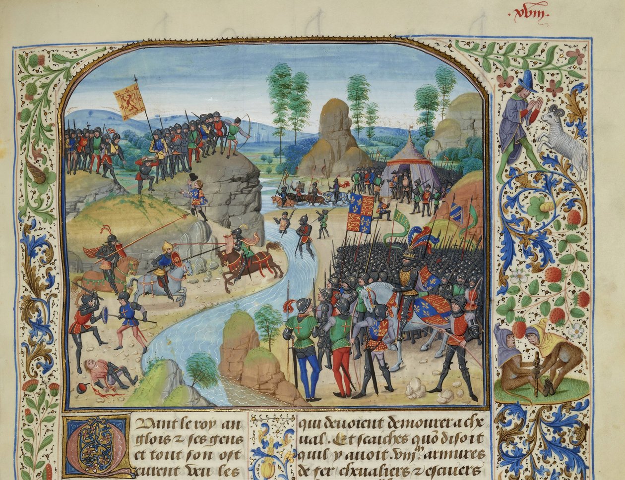 Anglo-skotská válka: Angličané překročili Tyne, cca 1470-1475. od Loyset Liedet