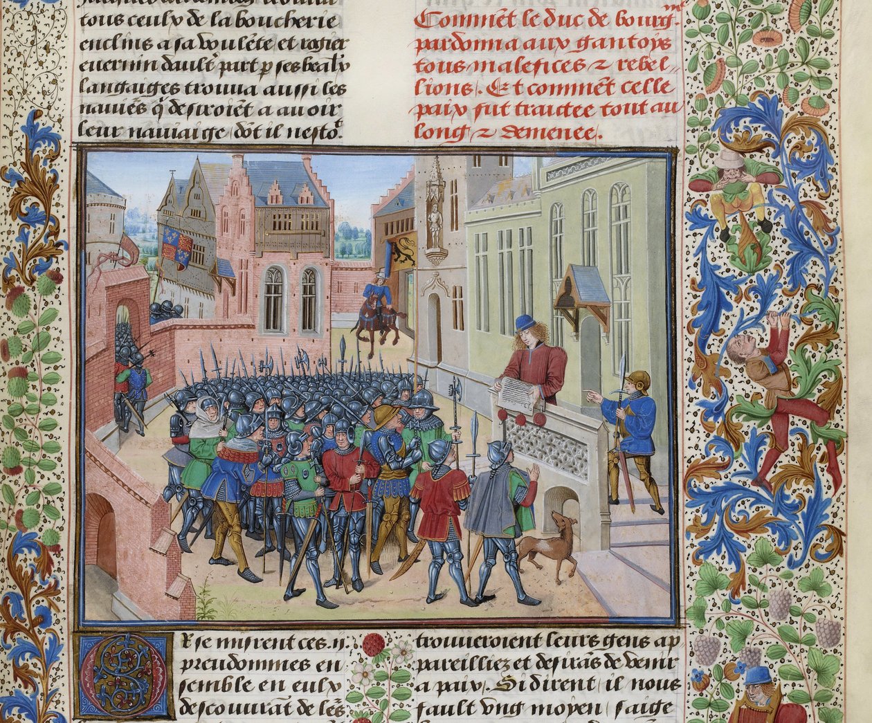 Jean de Heyle čte v Gentu dopis Filipa II. Smělého, asi 1470-1475. od Loyset Liedet