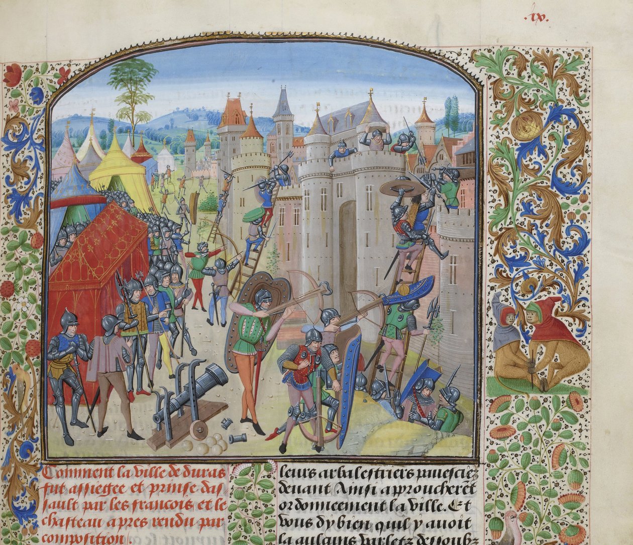 Obléhání château de Duras Francouzi v roce 1377, cca 1470-1475. od Loyset Liedet