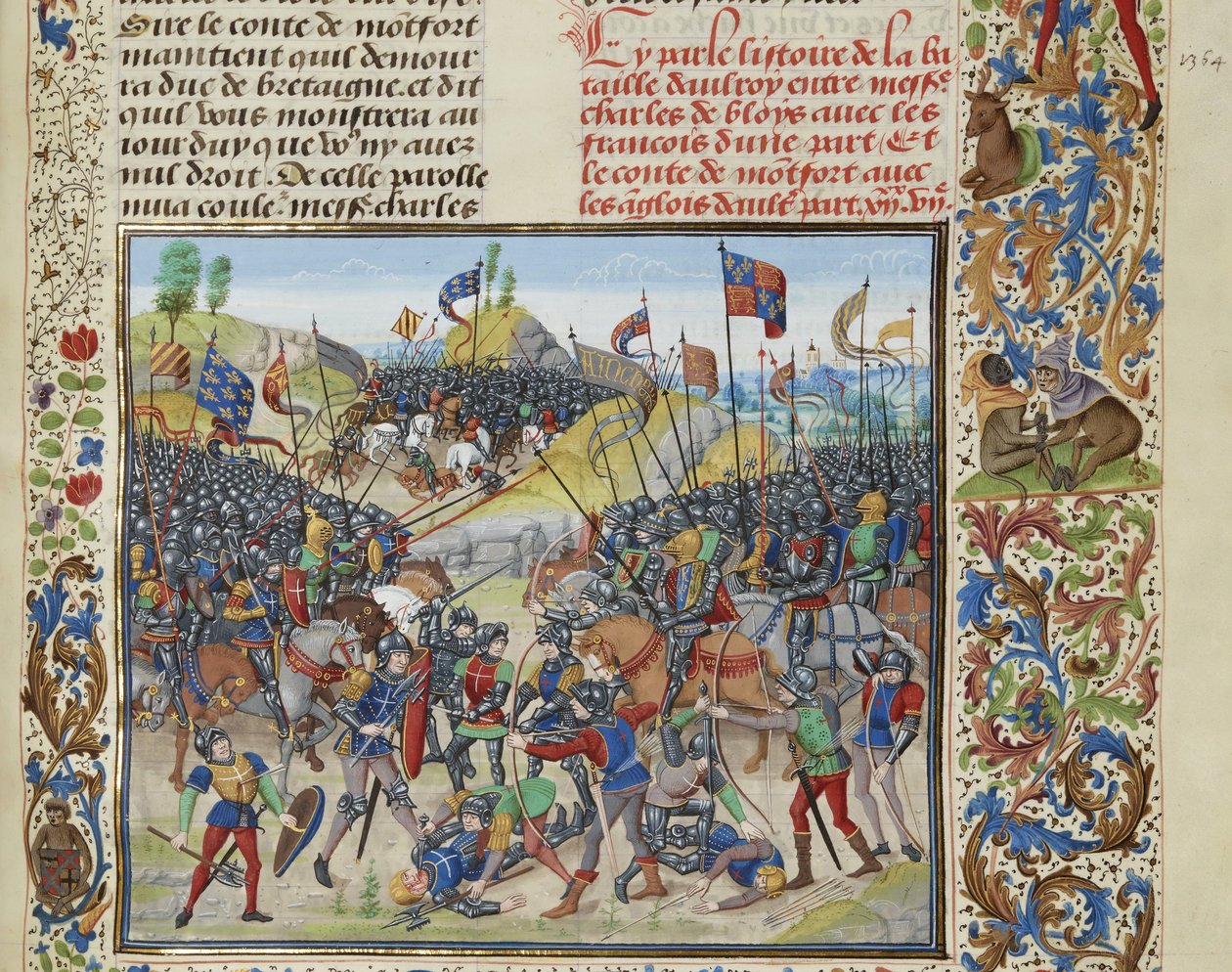 Bitva u Auray dne 29. září 1364, asi 1470-1475. od Loyset Liedet