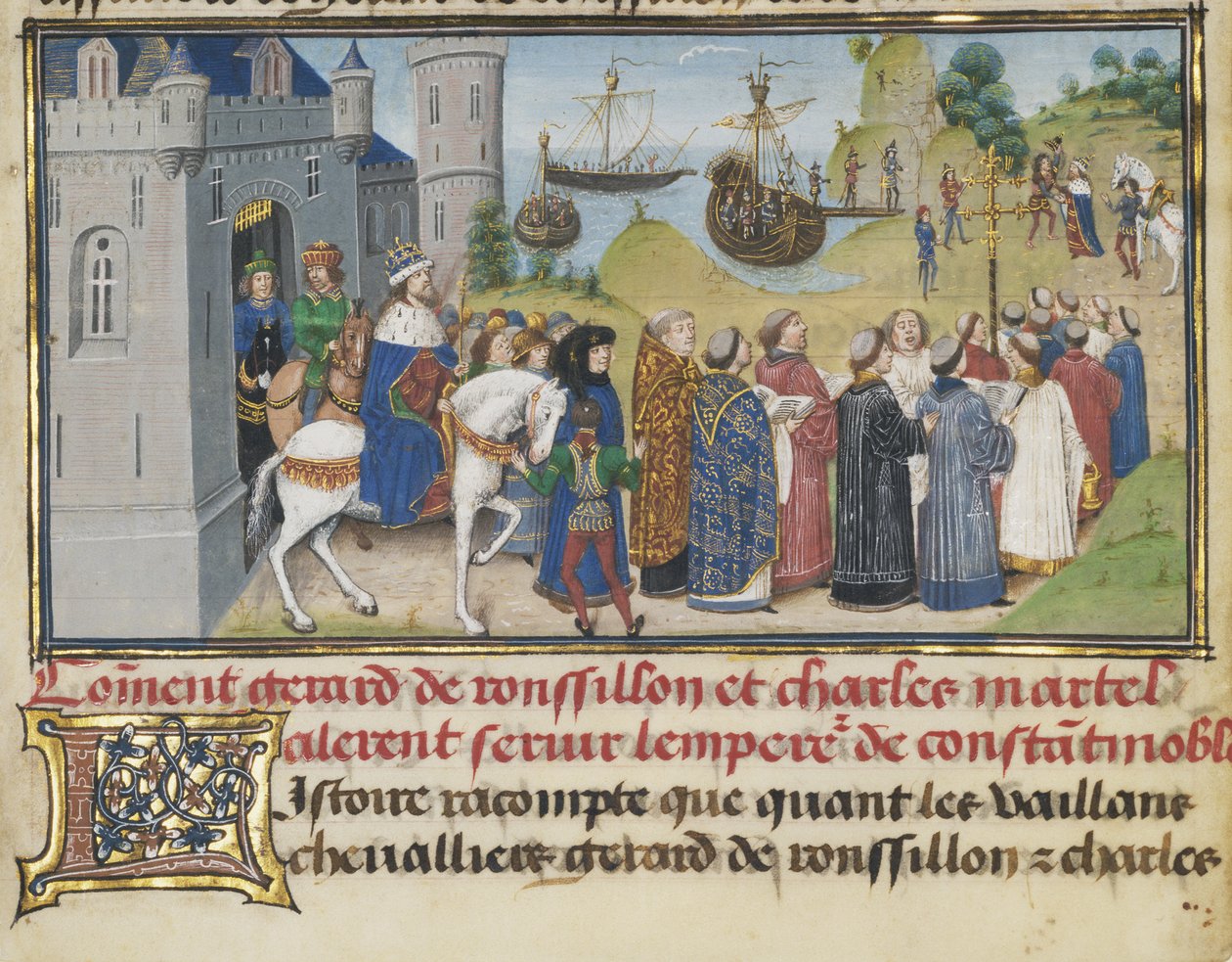 Byzantský císař vítá Roussillon a Martel, 1468-1470 od Loyset Liedet