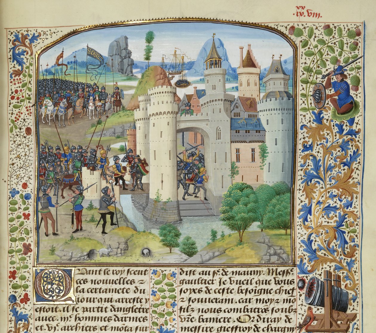 Francouzi se pokusili získat zpět Calais z Anglie, 1350, asi 1470-1475. od Loyset Liedet